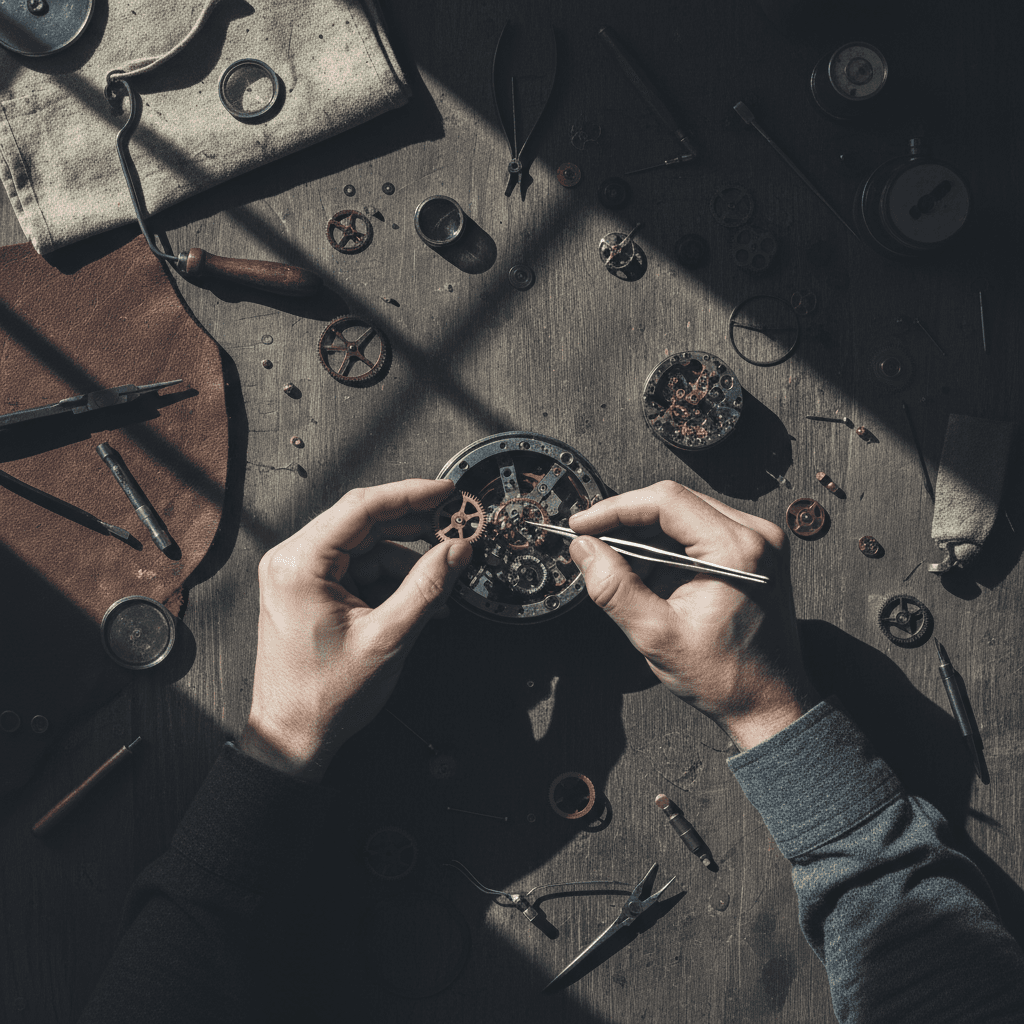 Handwerker bei Präzisionsmontage