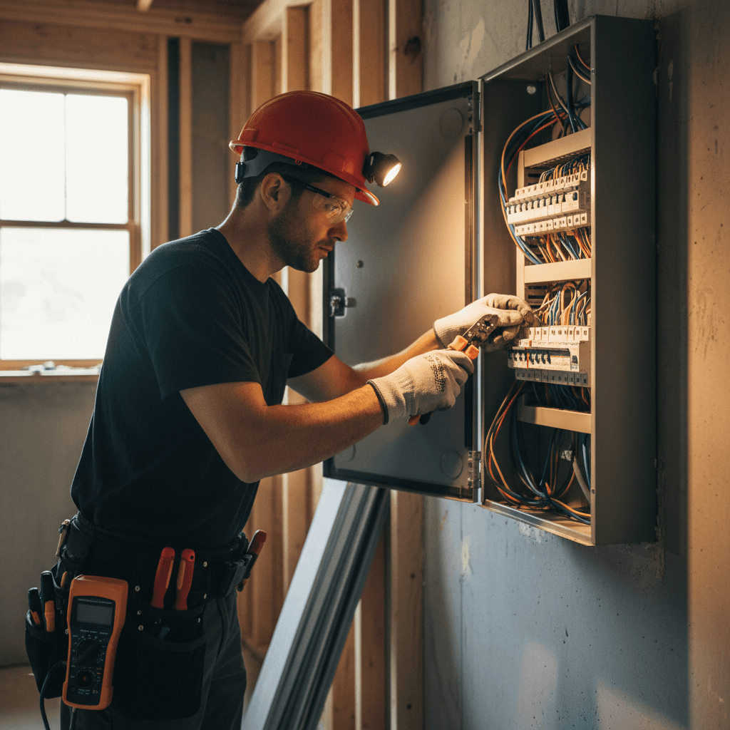 Handwerker bei Elektroarbeiten